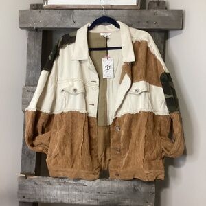 Andree Mixed Media Oversized Corduroy Jacket